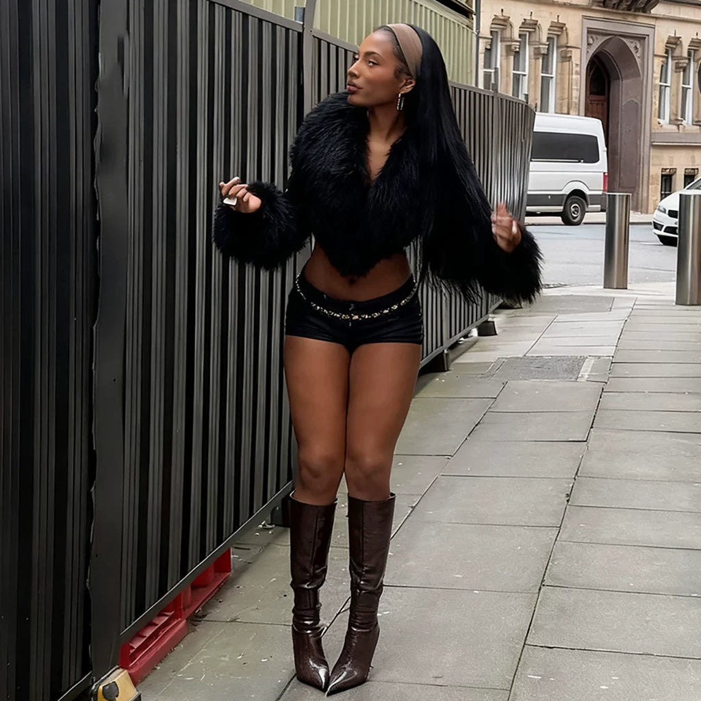 Cxqdy | Women’s Fur Collar Long-Sleeved Coat with Slim Fit for Street Style