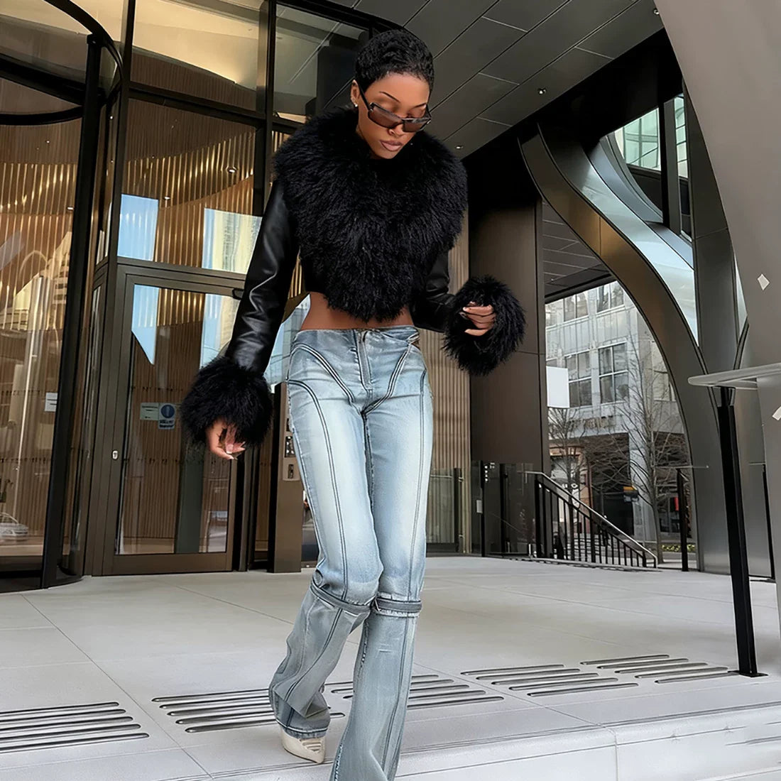 Cxqdy | Women’s Fur Collar Long-Sleeved Coat with Slim Fit for Street Style