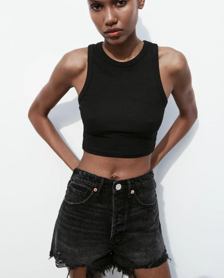 Cxqdy | Trendy High-Waisted Denim Shorts with Raw Edge & Distressed Detailing for Women