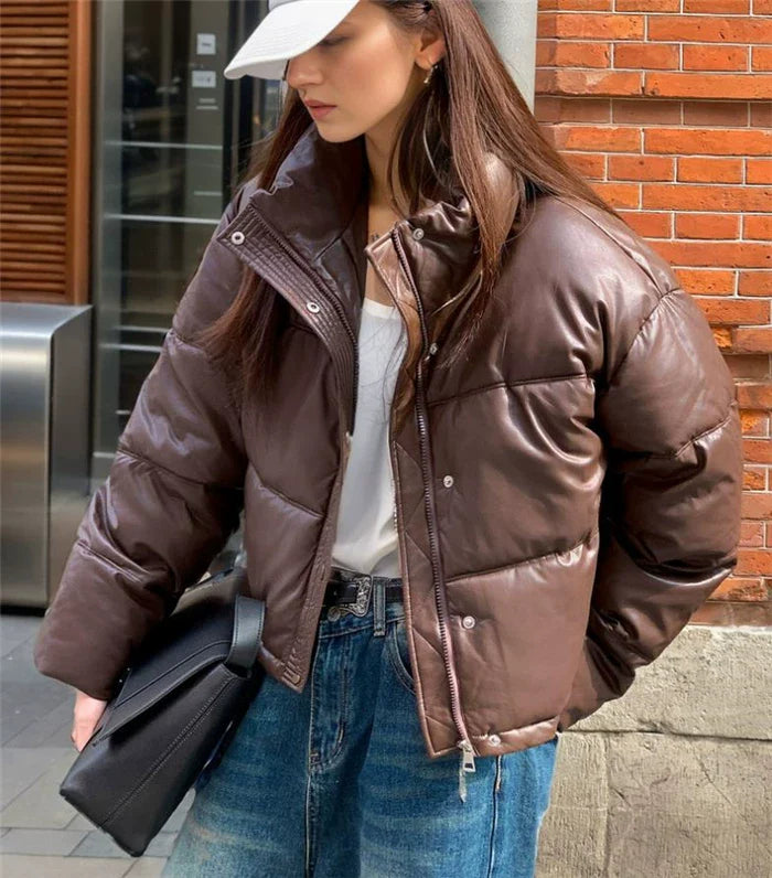 Cxqdy | Women’s PU Leather and Cotton Winter Jacket Coat