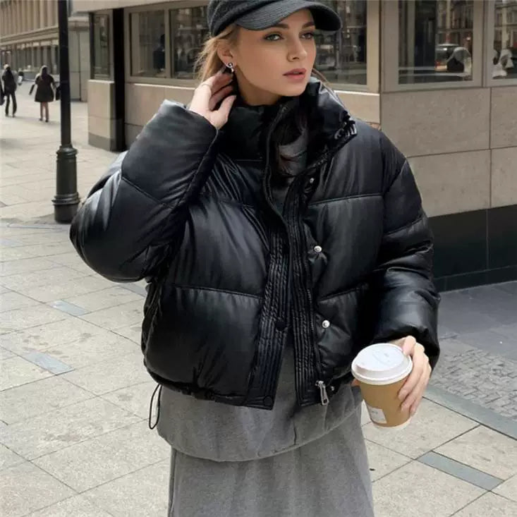 Cxqdy | Women’s PU Leather and Cotton Winter Jacket Coat