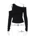 Cxqdy | Women’s Asymmetrical Off-Shoulder Slim-Fit Long Sleeve Top
