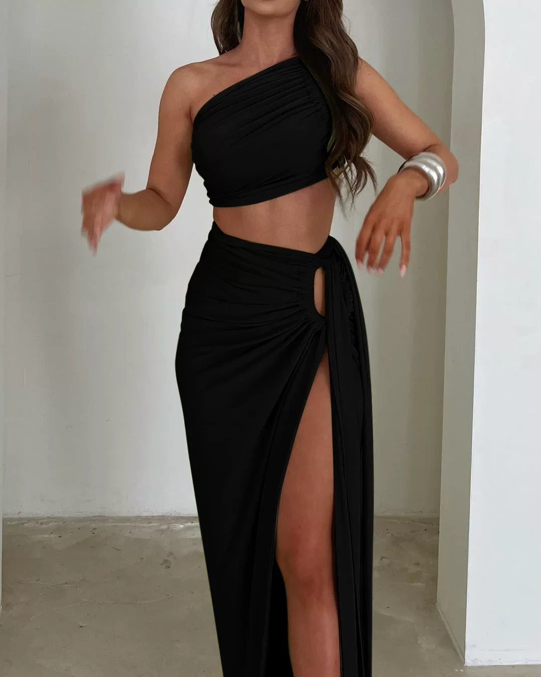 Cxqdy | Sexy Backless Tube Top & Slim Slit Skirt Set for Women – Summer