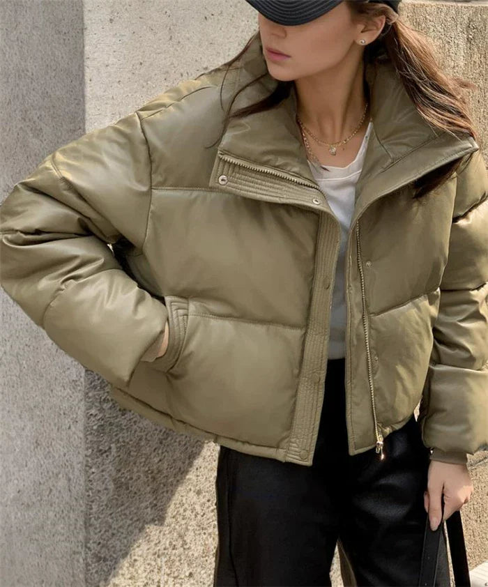 Cxqdy | Women’s PU Leather and Cotton Winter Jacket Coat