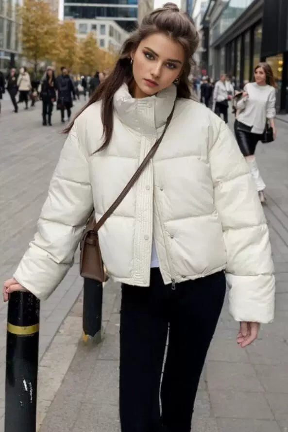 Cxqdy | Women’s PU Leather and Cotton Winter Jacket Coat