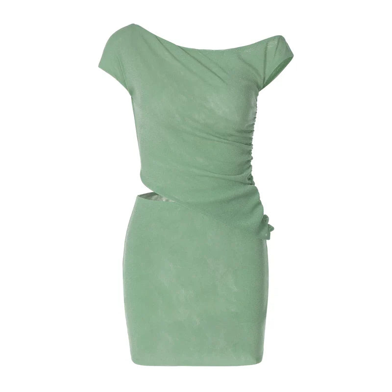 Cxqdy | Women’s Asymmetric Collar Top and High Waist Skirt Elegant Two-Piece Set