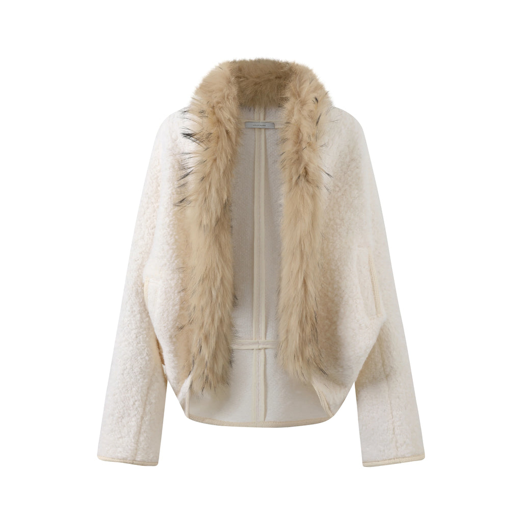 Cxqdy | Women’s Bat-Sleeve Woolen Loose-Fit Retro Cardigan Coat