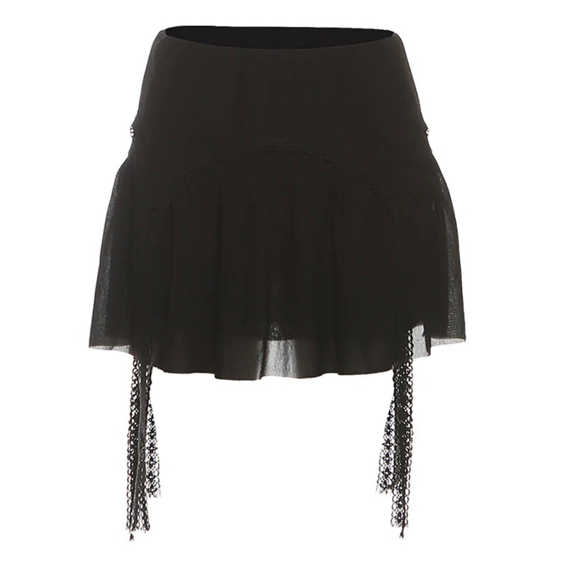 Cxqdy | Women’s Black Rose Navel-Baring Short-Sleeved Top with Slim Skirt Suit