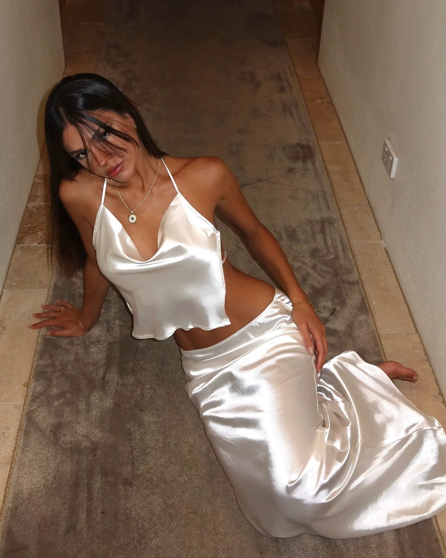 Cxqdy | Sexy Solid Color Suspender Top & Hip Skirt Suit for Women