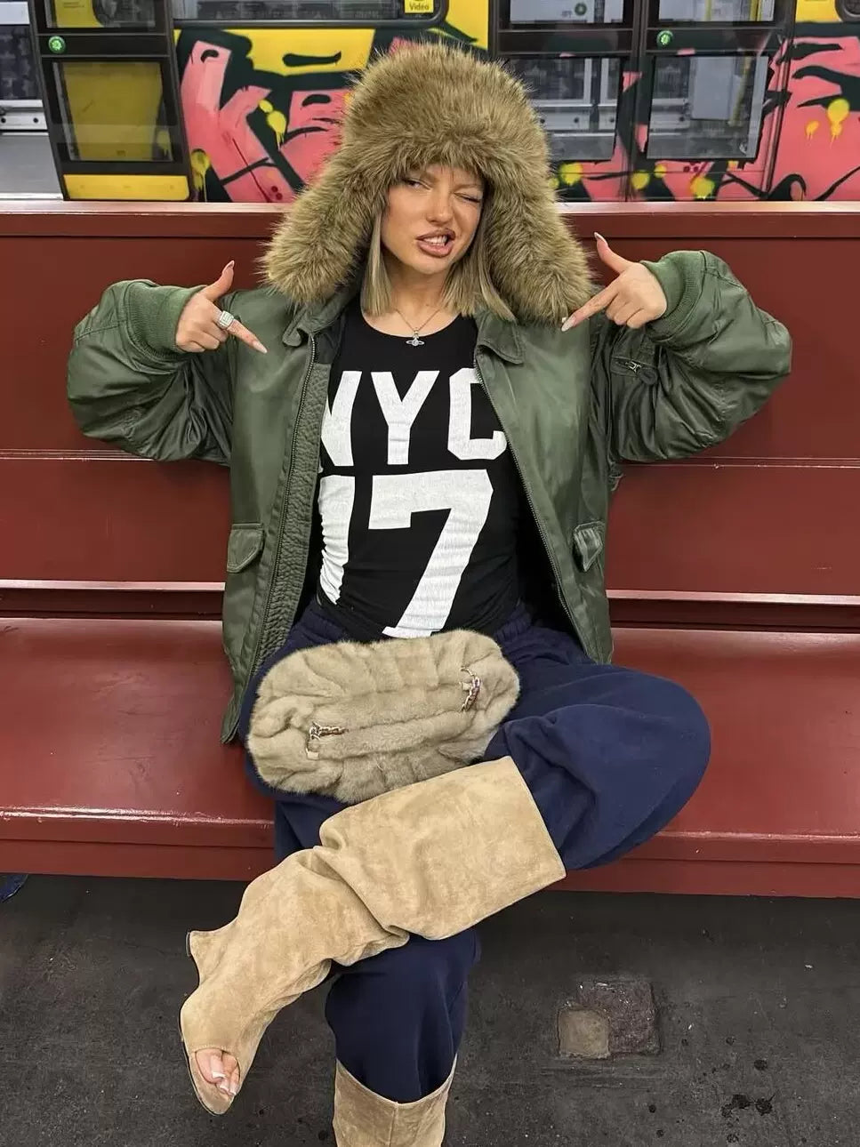 Cxqdy | Women’s Loose Fit MA1 Bomber Jacket for Autumn and Winter in Military Green