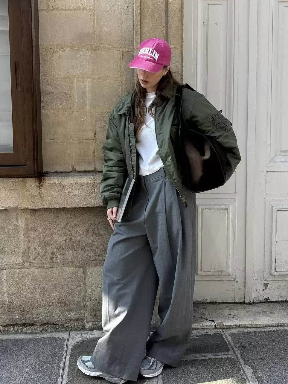 Cxqdy | Women’s Loose Fit MA1 Bomber Jacket for Autumn and Winter in Military Green