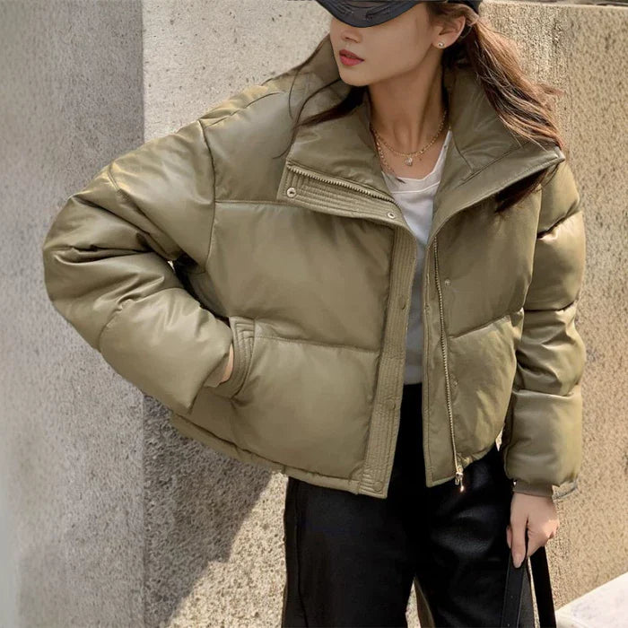 Cxqdy | Women’s PU Leather and Cotton Winter Jacket Coat